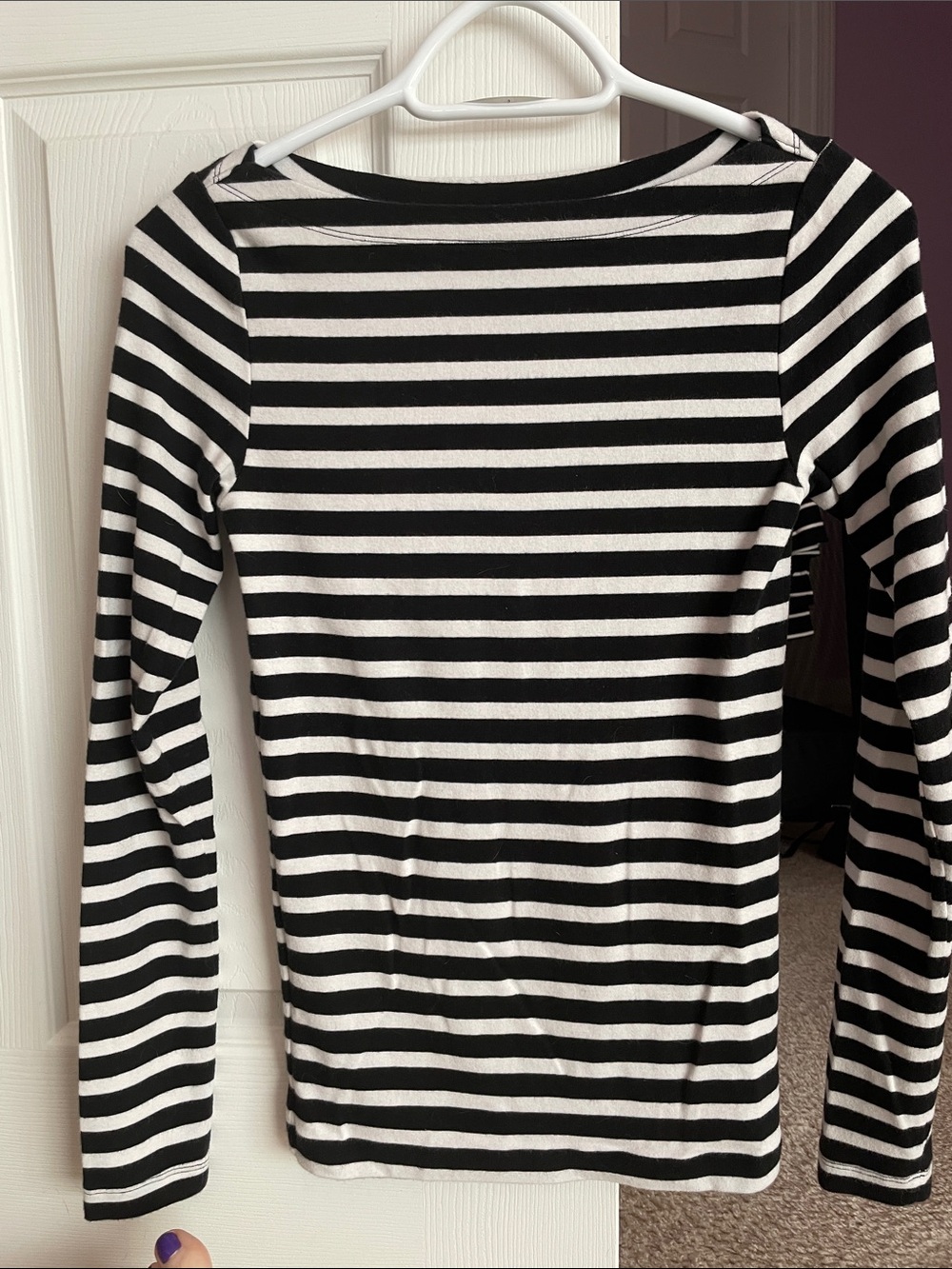 GAP Black and White Striped Long-Sleeve Tee
